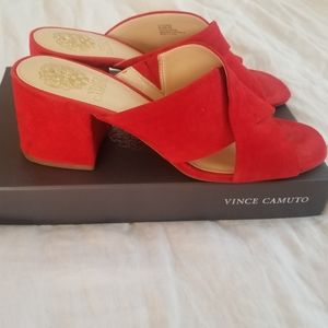 Vince Camuto Stania Mules Slide Red Suede